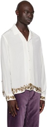 Bode White Beaded Wheat Flower Shirt