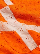 Post-Imperial - Ijebu Camp-Collar Checked Broderie Anglaise Cotton Shirt - Orange