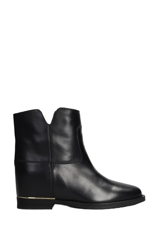 Photo: Via Roma 15 Ankle Boots Inside Wedge In Black Leather
