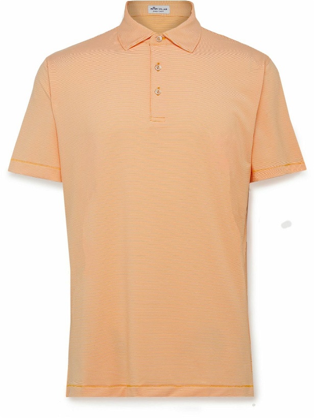 Photo: Peter Millar - Jubilee Striped Tech-Jersey Golf Polo Shirt - Orange