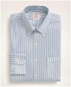 Brooks Brothers Men's Traditional Fit American-Made Oxford Cloth Button-Down Stripe Dress Shirt | Blue