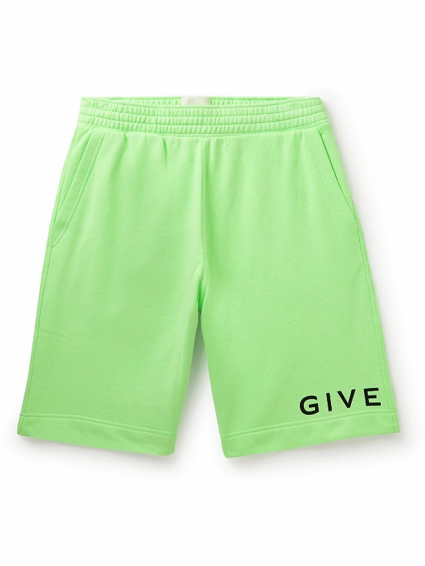 Photo: Givenchy - Wide-Leg Logo-Print Cotton-Jersey Shorts - Green