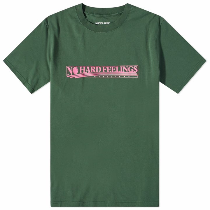 Photo: Martine Rose Men's No Hard Feelings T-Shirt in Forest Green No Hard Feelings