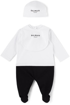 Balmain Baby White & Black Logo Bodysuit Set