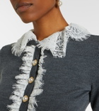 Self-Portrait Lace-trimmed wool cardigan