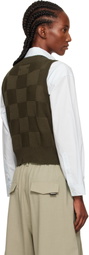 Cordera Khaki Checkered Cotton & Cashmere Vest