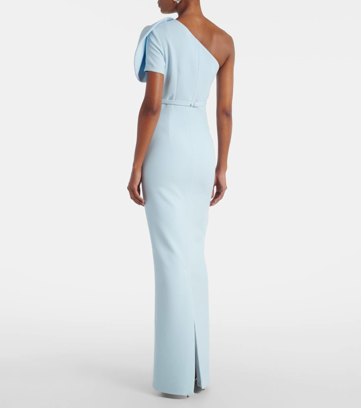 Safiyaa One-shoulder belted crêpe gown