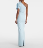 Safiyaa One-shoulder belted crêpe gown