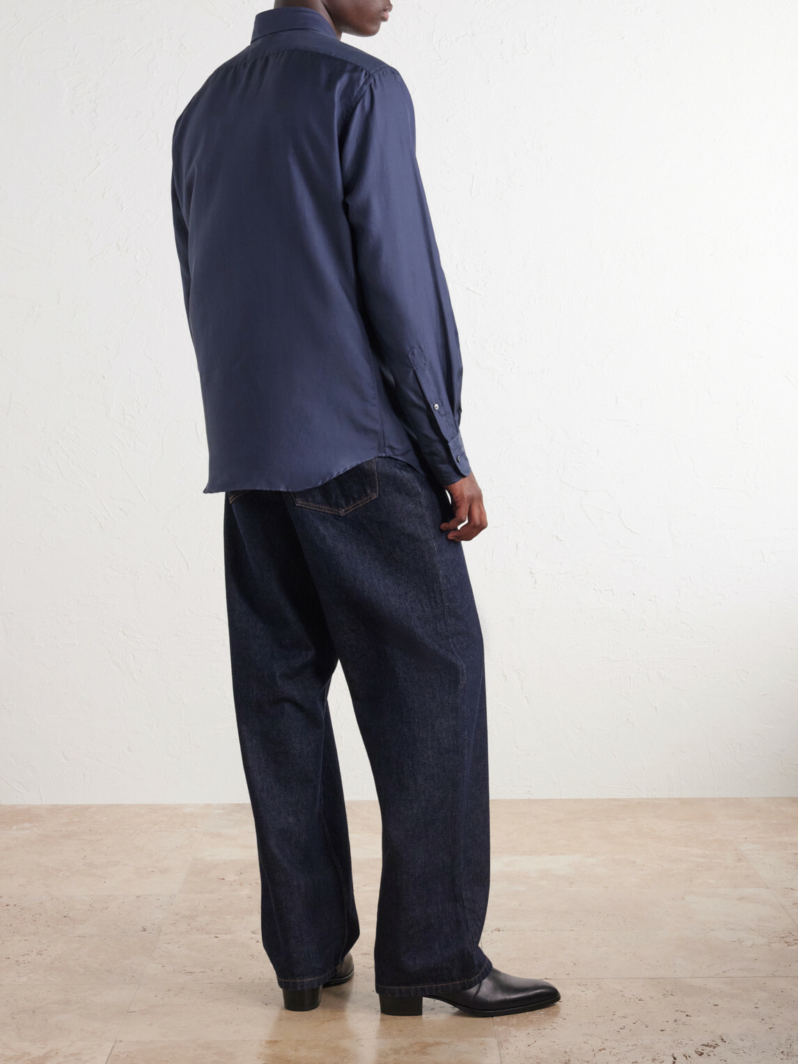 Husbands - Cotton and Silk-Blend Twill Shirt - Blue