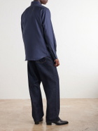 Husbands - Cotton and Silk-Blend Twill Shirt - Blue