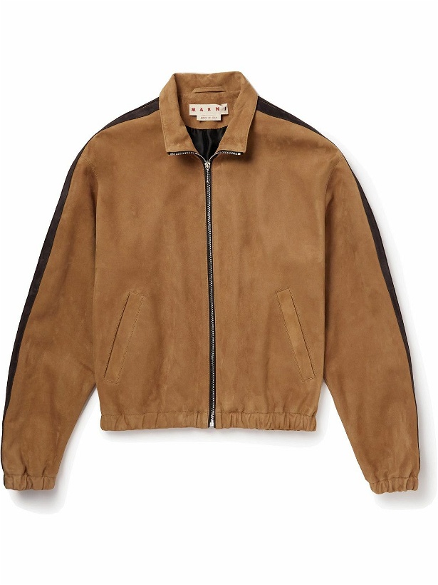 Photo: Marni - Striped Suede Jacket - Brown