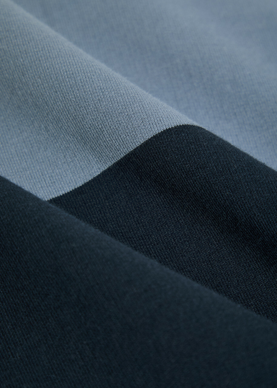 NN07 David Striped Cotton Polo Sweatshirt Navy