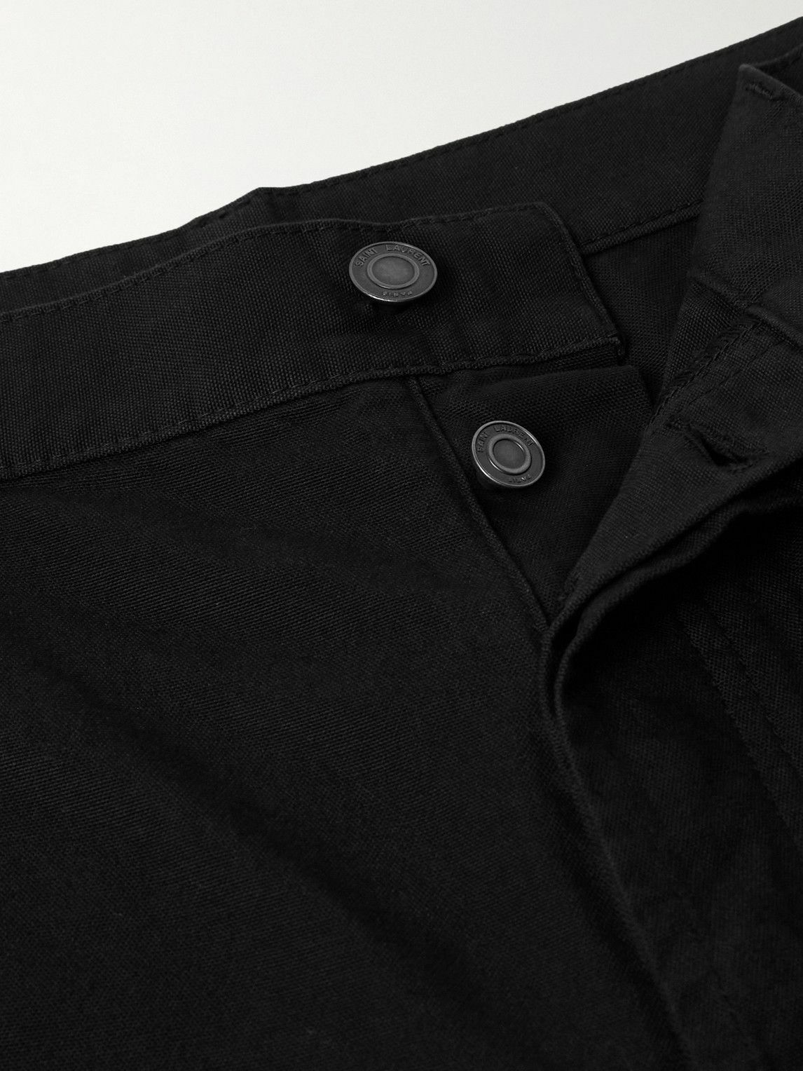 SAINT LAURENT - Wide-Leg Cotton-Canvas Shorts - Black