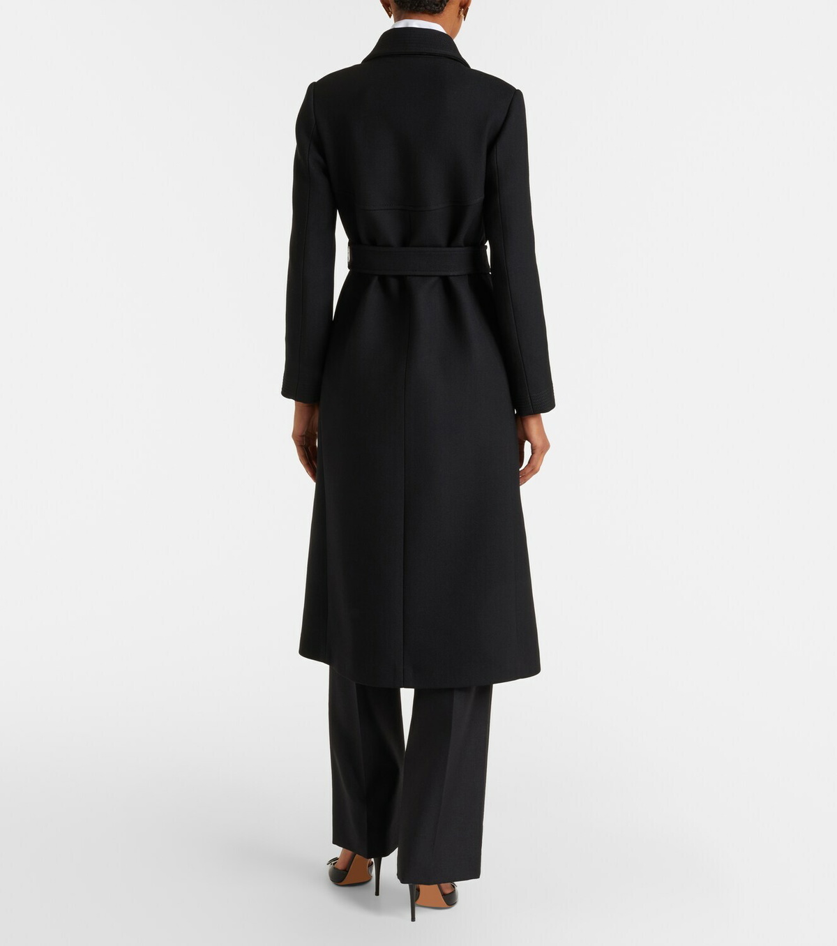 Valentino VGold belted wool and silk coat