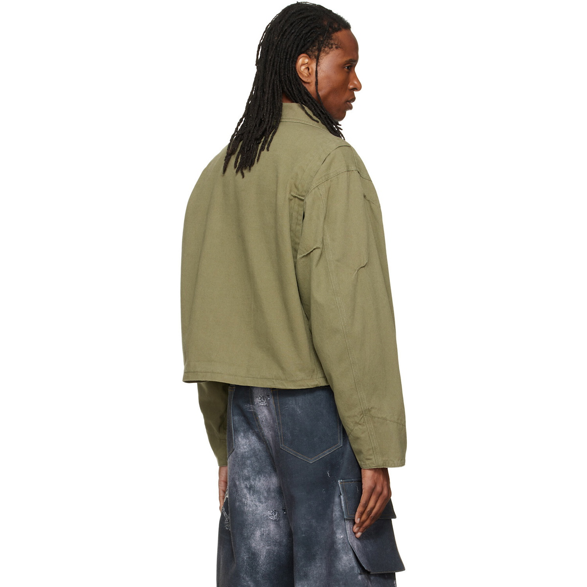 We11done Green Vintage Pin-Tucked Work Jacket