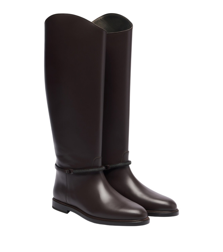 Photo: Brunello Cucinelli Monili leather knee-high boots
