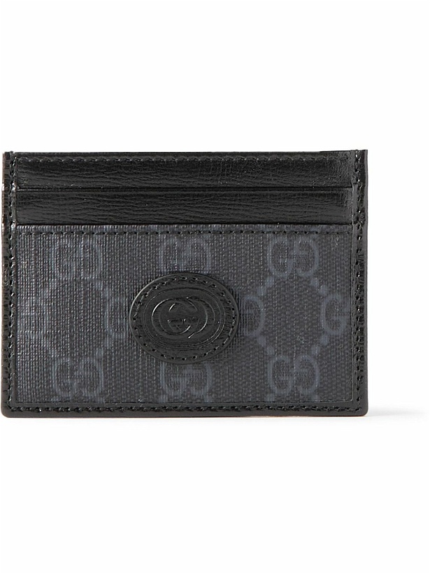 Photo: GUCCI - Leather-Trimmed Monogrammed Coated-Canvas Cardholder