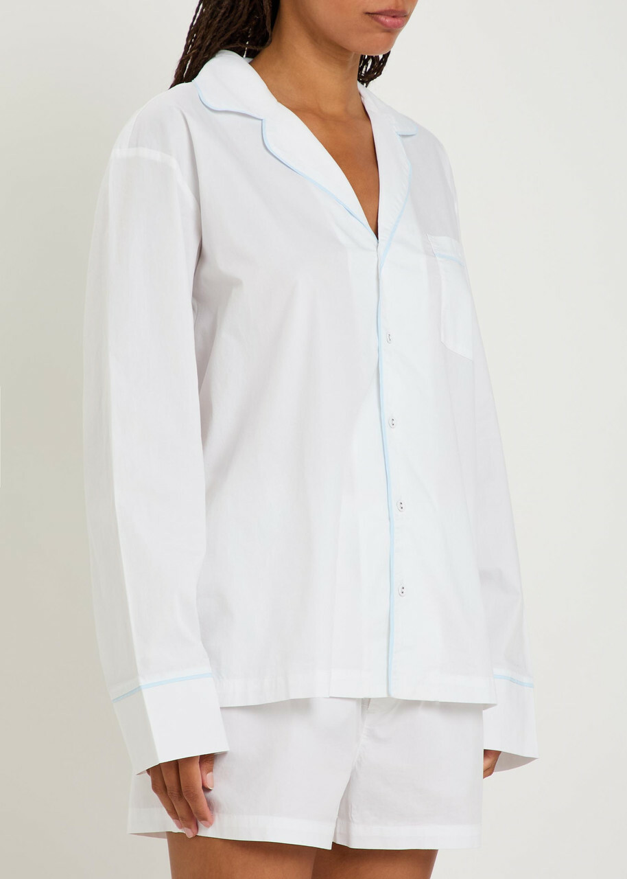 Skims Logo-embroidered Stretch-cotton Poplin Pyjama set White
