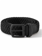 Anderson's - Leather-Trimmed Woven Elastic Belt - Black