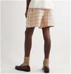 BODE - Checked Linen Drawstring Shorts - Neutrals
