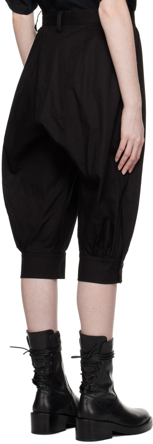 Yohji Yamamoto Black Gathered Hem Trousers