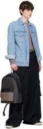 Paul Smith Black Coated Canvas Signature Stripe Pocket Backpack
