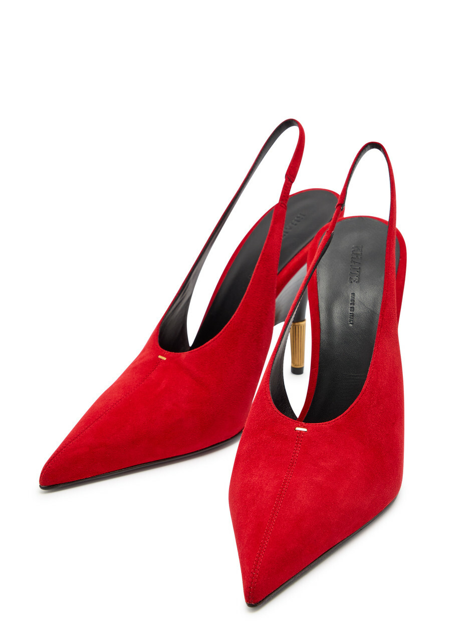Khaite Bella 100 18kt Gold-plated Suede Slingback Pumps