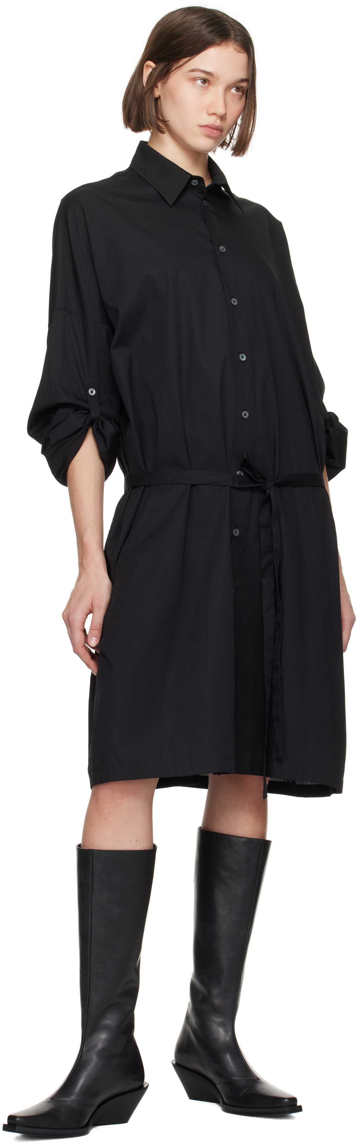 Ann Demeulemeester Black Slouchy Shirt Midi Dress