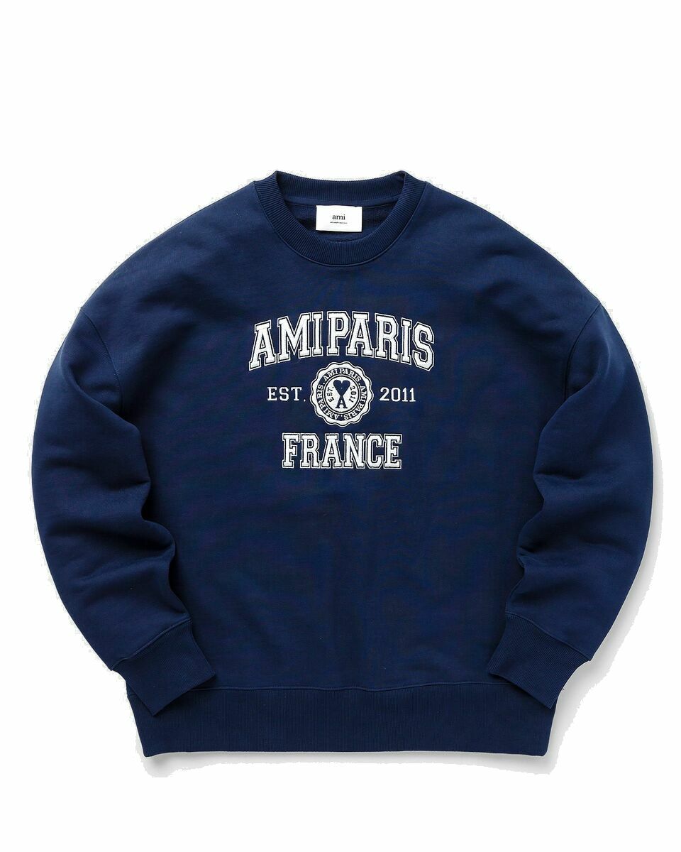Photo: Ami Paris Ami Paris Crewneck Blue - Mens - Sweatshirts
