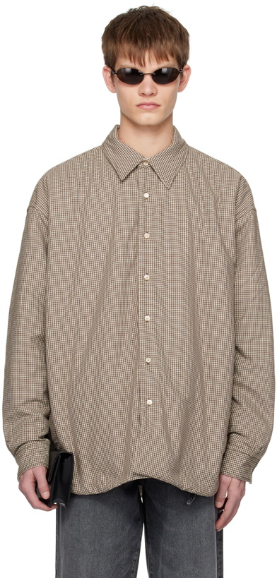 Photo: Acne Studios Brown & Green Tattersall Reversible Shirt