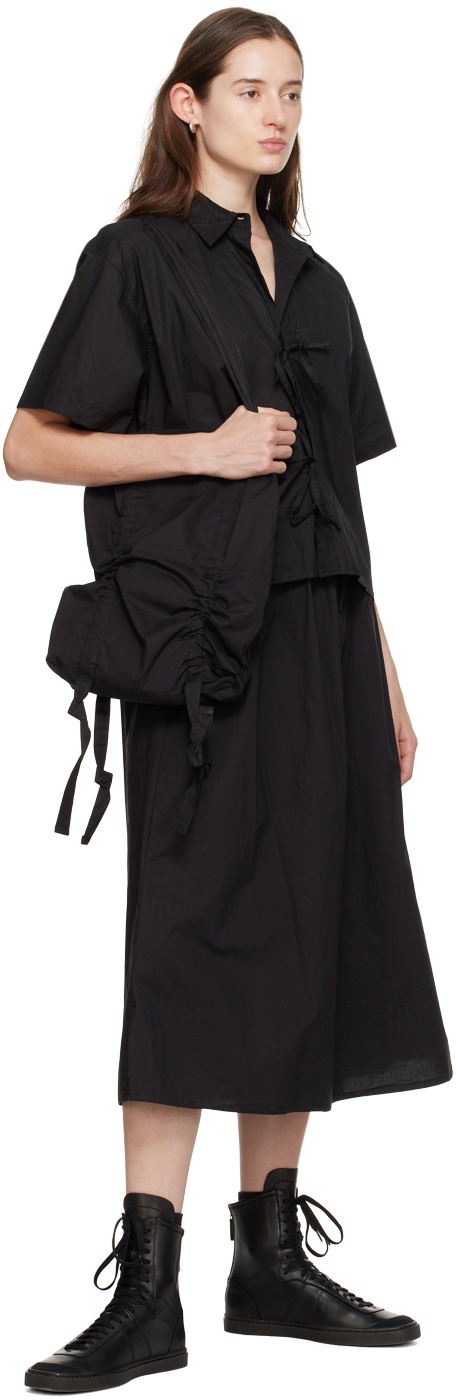 Deiji Studios Black 'The Mid Cotton' Midi Skirt