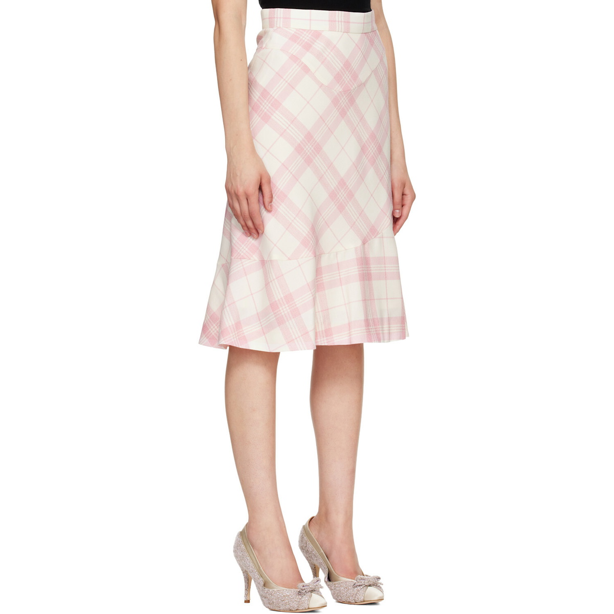 Vivienne Westwood Pink & Off-White Adder Midi Skirt