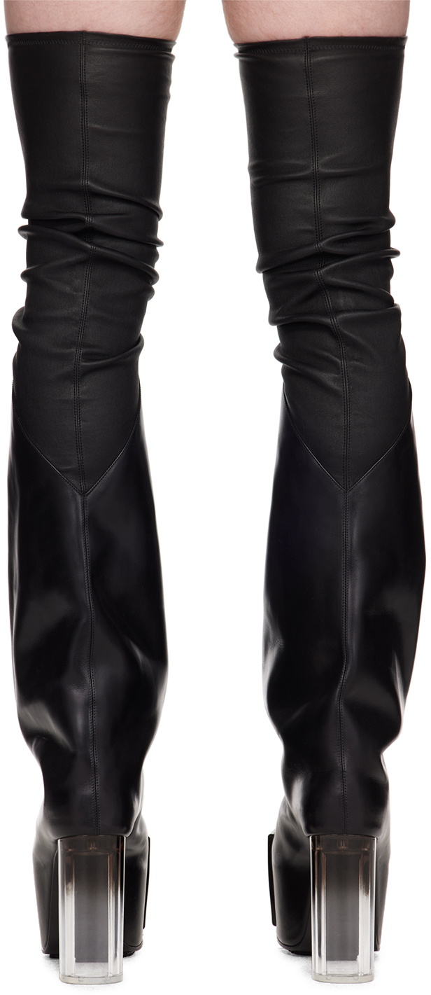 ミドルブーツ RICK OWENS Women Boots RP01D2845LS0 90 BLACK Rick Owens Grill Stretch Peeptoe Boots RP01D2845.LS0-90