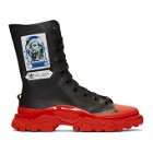 Raf Simons Black and Red adidas Originals Edition Detroit High Boots