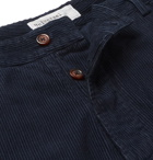 Universal Works - Tapered Pleated Garment-Dyed Cotton-Corduroy Trousers - Men - Blue