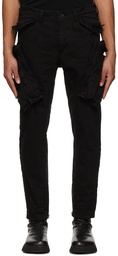 Julius Black Damaged Denim Cargo Pants