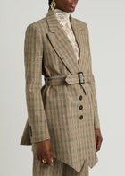 Rabanne Checked Belted Wool Blazer Beige