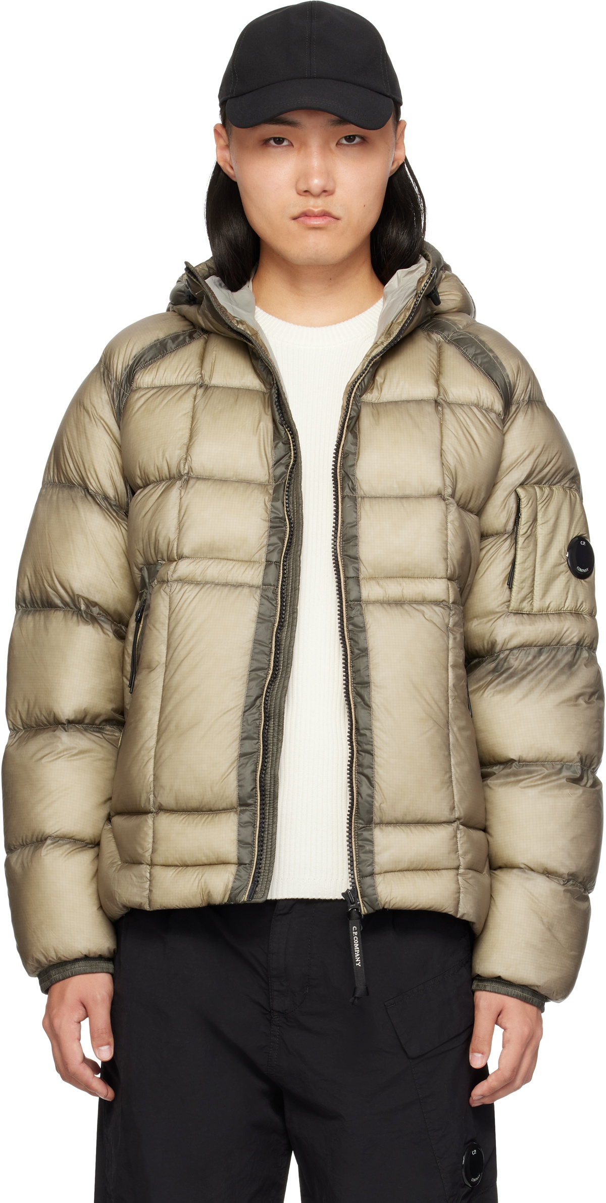 C.P. Company Beige D.D. Shell Hooded Medium Down Jacket C.P.