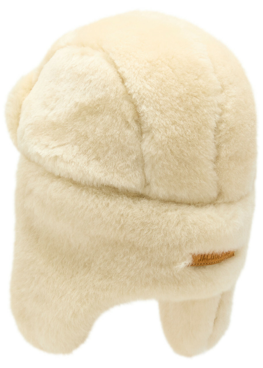 Jacquemus La Chapka Shearling hat Off White