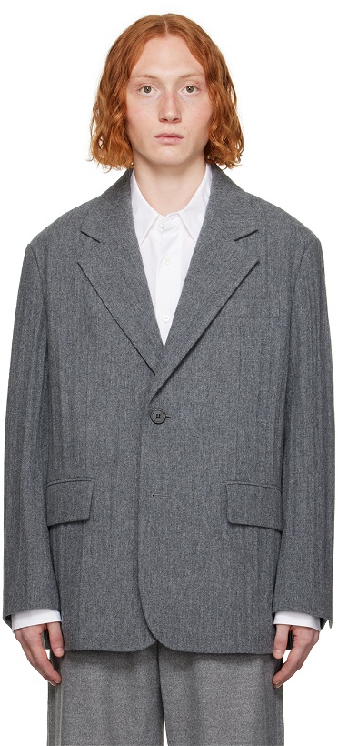 Photo: Solid Homme Gray Pleated Blazer