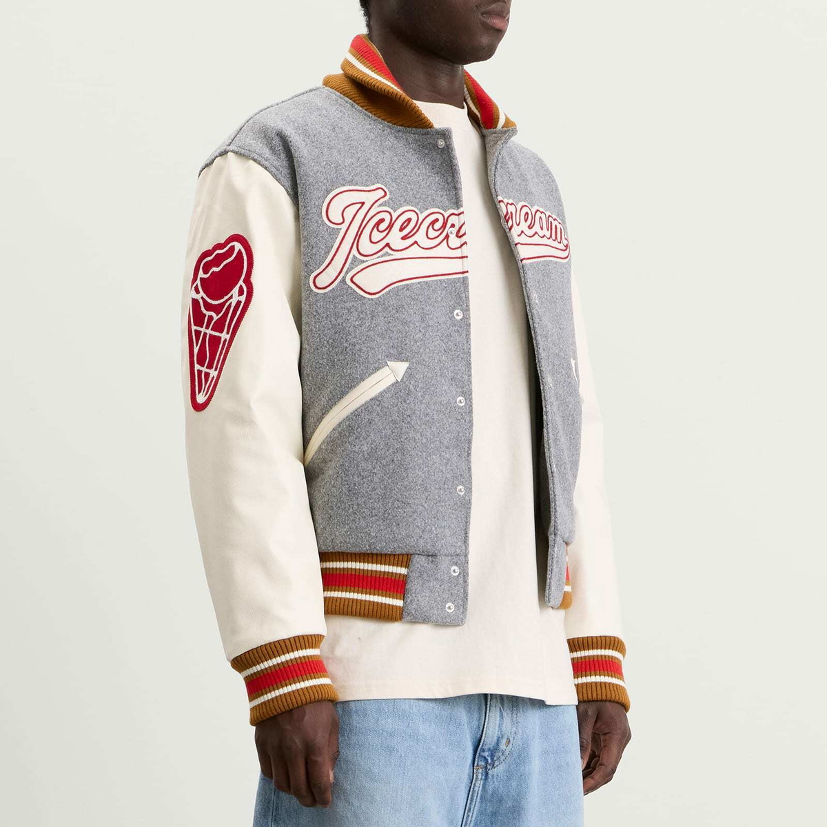 ICECREAM Men's Waitress Varsity Jacket in Grey