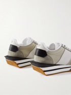 TOM FORD - James Rubber-Trimmed Leather, Suede and Nylon Sneakers - Gray