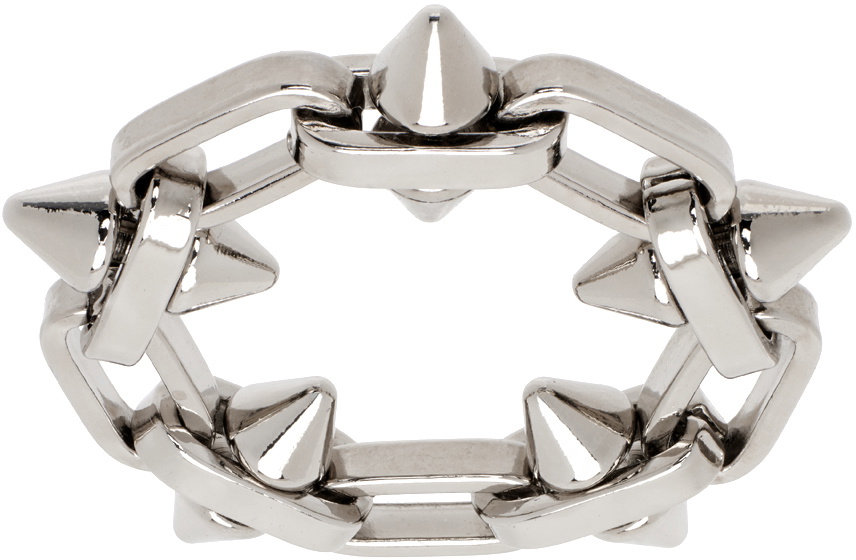IN GOLD WE TRUST PARIS SSENSE Exclusive Silver Thin Spike Ring