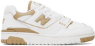 New Balance White & Tan 550 Sneakers
