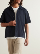 FRAME - Camp-Collar Organic Cotton-Sateen Shirt - Blue
