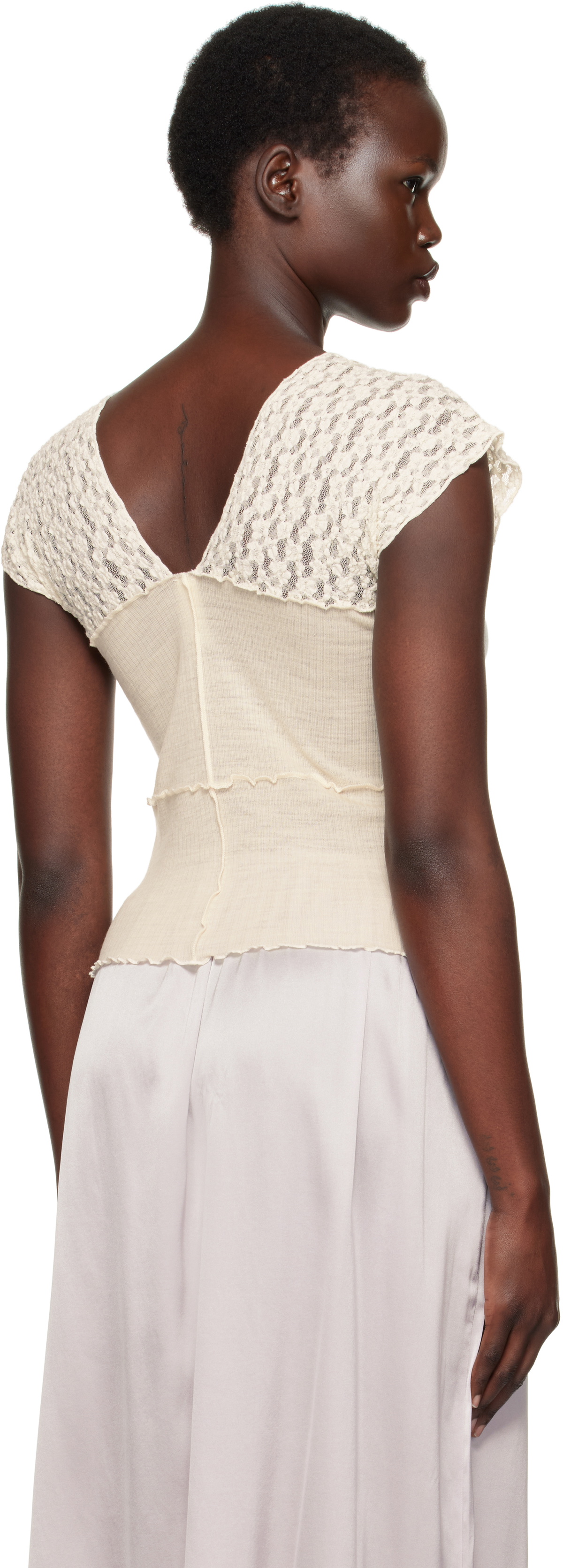Baserange Off-White Nehru Tank Top Baserange