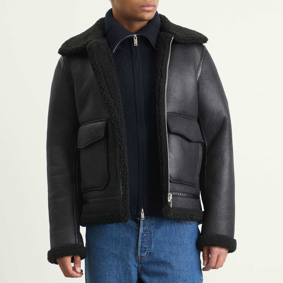 A.P.C. Men's Tommy Faux Shearling Jacket in Black