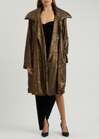Norma Kamali Sequin-embellished Stretch-tulle Coat Bronze
