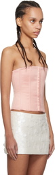 GUIZIO Pink Satin Corset Top