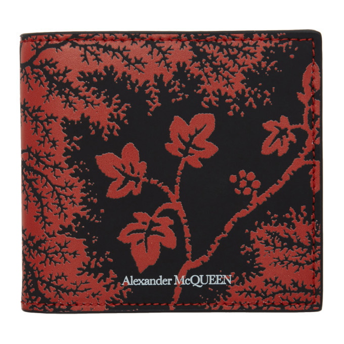 Photo: Alexander McQueen Black and Red Ivy Print Wallet